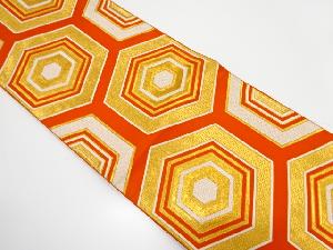 アンティーク　重ね亀甲模様織り出し袋帯（着用可）